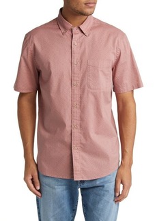 Faherty Playa Diamond Print Stretch Short Sleeve Organic Cotton Button-Down Shirt