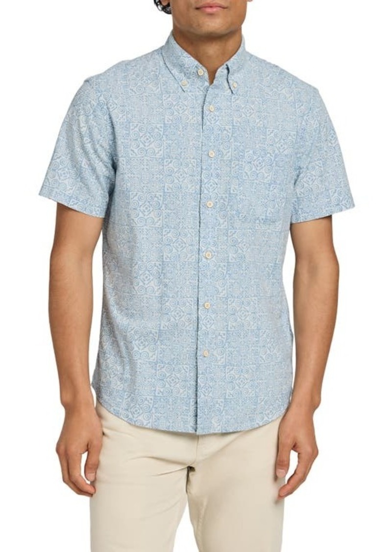 Faherty Playa Regular Fit Print Short Sleeve Button-Down Shirt