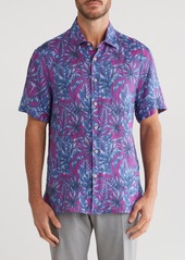 Faherty Reserve Rivera Short Sleeve Linen Button-Up Short in Twilight Berry at Nordstrom Rack