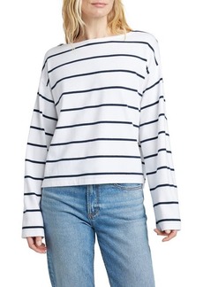 Faherty Rugby Stripe Organic Cotton Boat Neck T-Shirt