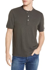 Faherty Short Sleeve Heathered Cotton Blend Henley in Washed Black at Nordstrom Rack