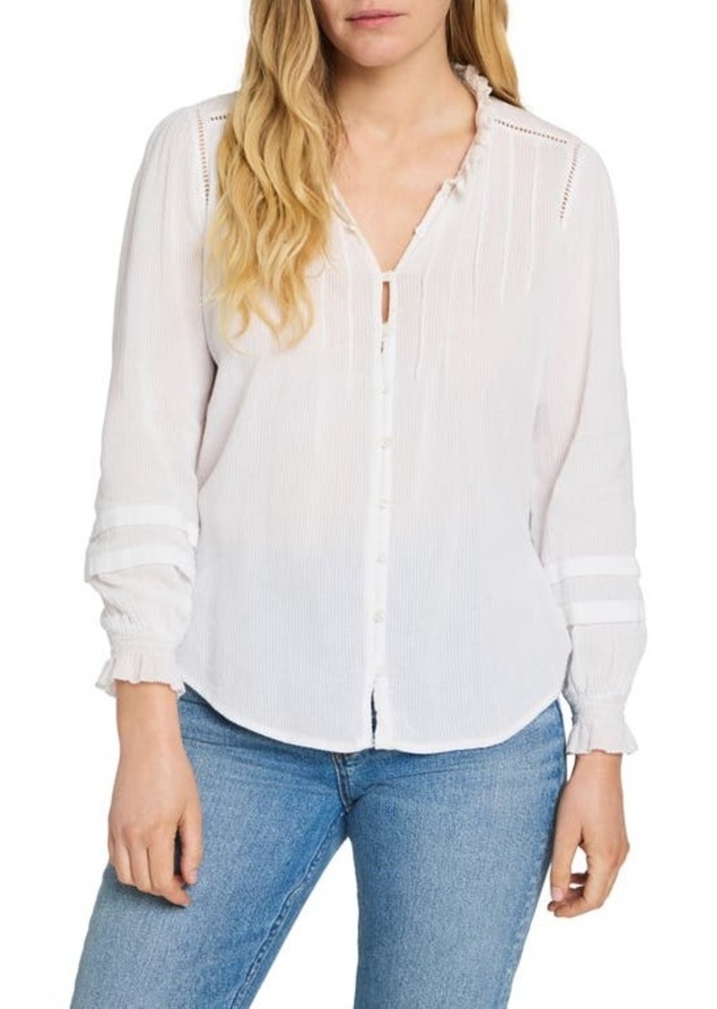 Faherty Willa Button Front Peasant Blouse