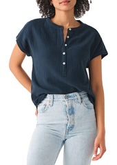 Faherty Women's Dream Gauze Cotton T-Shirt, Medium, Navy Blue