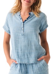 Faherty Women's Dream Gauze Cotton T-Shirt, Small, Navy Blue