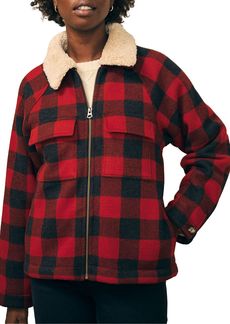 Faherty Women's Legend High Pile Fleece Cropped Jacket, Medium, Red