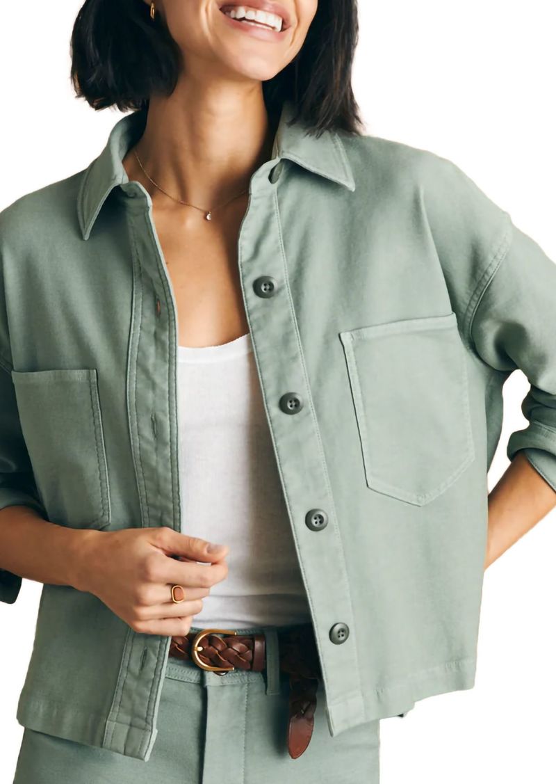 Faherty Women's Stretch Terry Overshirt, XS, Green