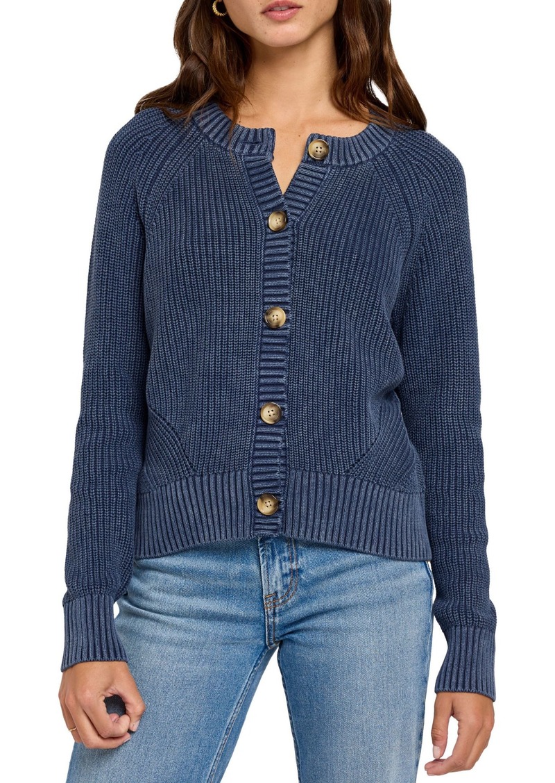 Faherty Women's Sunwashed Cable Cardigan Sweater, Small, Blue