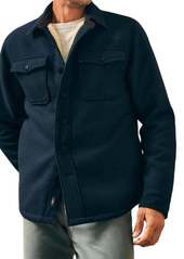 Faherty High Pile Fleece Lined Wool Cpo Shirt Jacket In Navy Shadow Twill