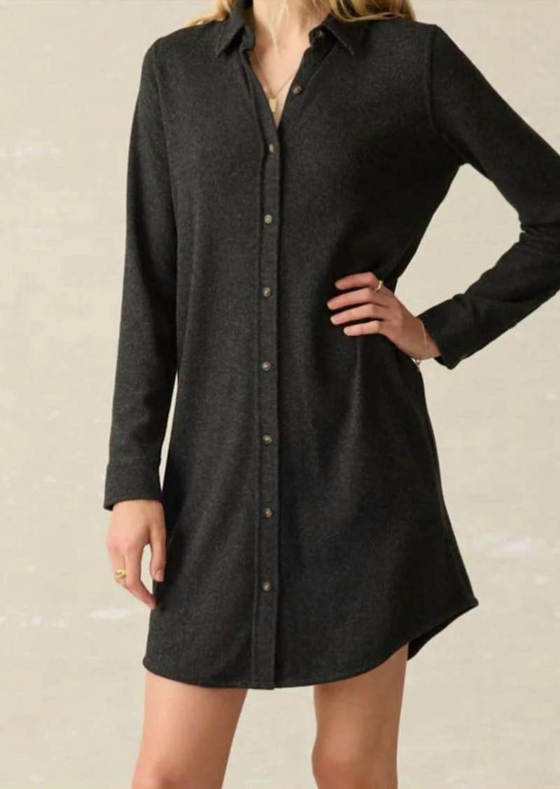 Faherty Legend Sweater Dress In Heathered Black Twill