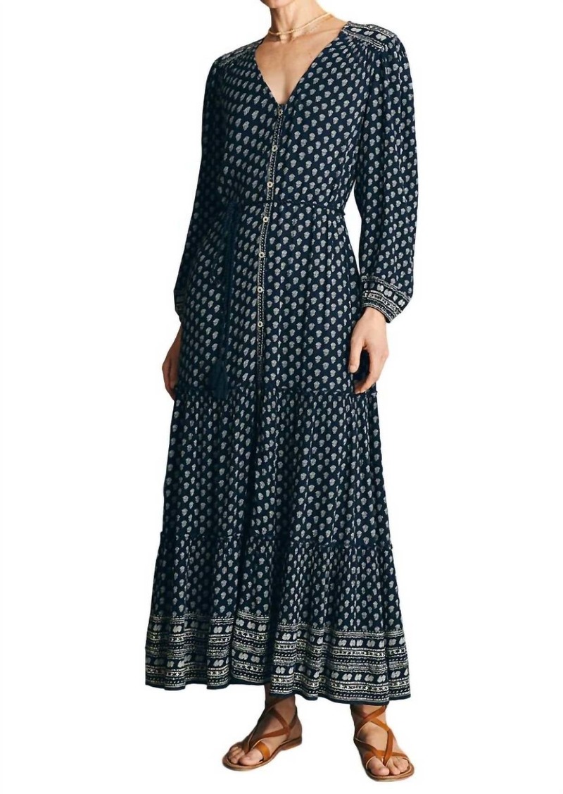 Faherty Lotus Long Sleeve Maxi Dress In Lotus Floral