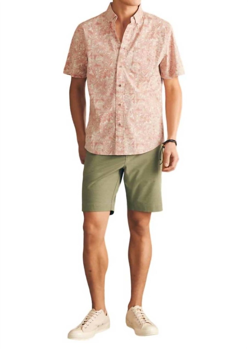 Faherty Short-Sleeve Stretch Playa Shirt In Coral Tile Print