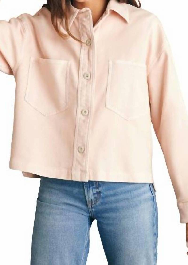 Faherty Stretch Terry Overshirt In Peach Whip