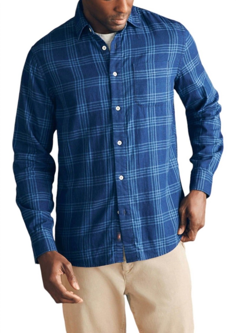 Faherty Sunwashed Chambray Shirt In Navy Night Windowpane