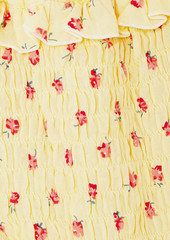 Faithfull The Brand - Cassis shirred floral-print seersucker high-rise bikini briefs - Yellow - XS