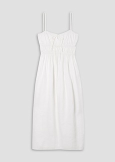 Faithfull The Brand - Francesca shirred linen midi dress - White - UK 14