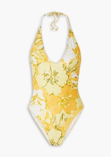 Faithfull The Brand - Liza floral-print halterneck swimsuit - Yellow - XS