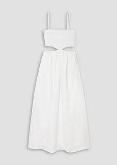 Faithfull The Brand - Tayari cutout shirred linen midi dress - White - UK 10