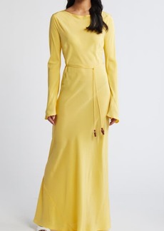 Faithfull the Brand Bellini Long Sleeve Silk Crepe Maxi Dress