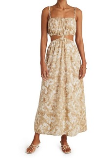 Faithfull the Brand Celina Floral Print Midi Dress in Roos Tie Dye - Stone at Nordstrom