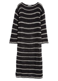Faithfull the Brand Jesolo Stripe Long Sleeve Open Stitch Cotton Sweater Dress