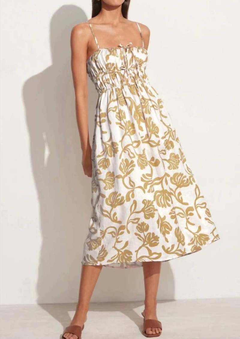 Faithfull the Brand Francesca Midi Dress In Ensola Floral Print Oat