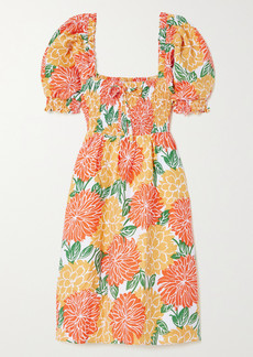 Faithfull the Brand Net Sustain Miguelina Floral-print Shirred Linen Mini Dress