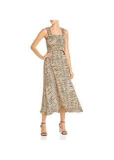 Faithfull the Brand Saint Tropez Womens Smocked Ruffled Midi Dress