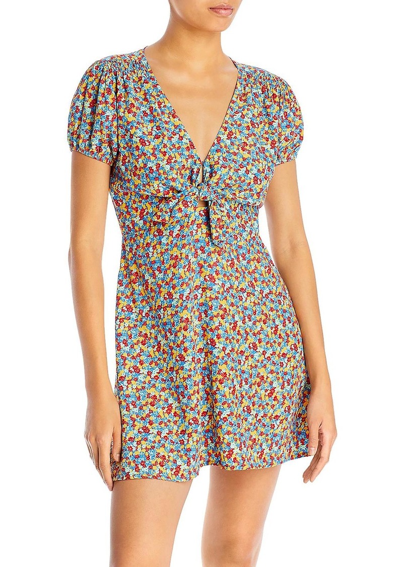 Faithfull the Brand Womens Floral Print Front Tie Shift Dress