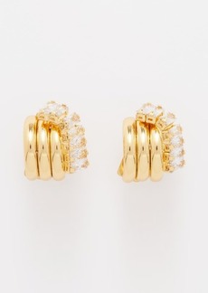 Fallon - Triple Wrap Crystal & Gold-plated Hoop Earrings - Womens - Gold Multi - ONE SIZE