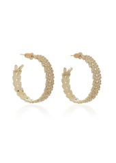 FALLON - Women's Laurel PavÃ© Crystal Gold-Plated Hoop Earrings - Gold - Moda Operandi