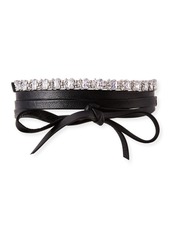FALLON Leather Wrap Choker w/ Baguette Crystals  Clear