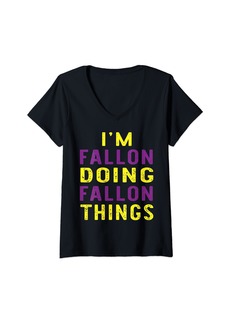 Womens I'm Fallon doing Fallon things V-Neck T-Shirt