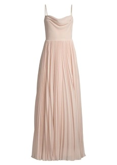 Fame and Partners Camille Cowlneck Plisse Gown