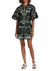 FARM Rio Ainika Flowers Puff-Sleeve Minidress