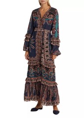 FARM Rio Ainika Tapestry Belted Maxi Dress