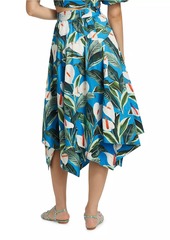 FARM Rio Anthurium Garden Belted Midi-Skirt