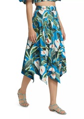 FARM Rio Anthurium Garden Belted Midi-Skirt