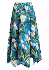 FARM Rio Anthurium Garden Belted Midi-Skirt