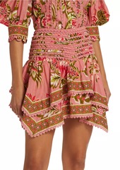 FARM Rio Aura Tiered Floral Cotton Miniskirt