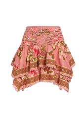 FARM Rio Aura Tiered Floral Cotton Miniskirt