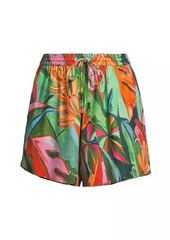 FARM Rio Banana Foliage Linen-Blend Shorts