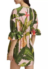 FARM Rio Banana Leaves Puff-Sleeve Minidress