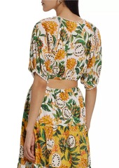 FARM Rio Biriba Fruit Puff-Sleeve Crop Top