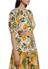 FARM Rio Biriba Fruit Puff-Sleeve Crop Top