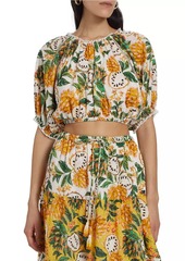 FARM Rio Biriba Fruit Puff-Sleeve Crop Top