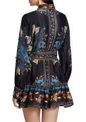 FARM Rio Blossom Tapestry Satin Mini Shirtdress