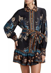 FARM Rio Blossom Tapestry Satin Mini Shirtdress