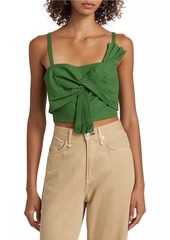 FARM Rio Bow Linen-Blend Crop Top