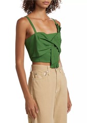 FARM Rio Bow Linen-Blend Crop Top