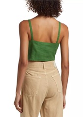 FARM Rio Bow Linen-Blend Crop Top